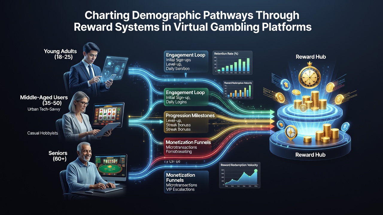 Infographic showing reward pathway progression by demographic segments